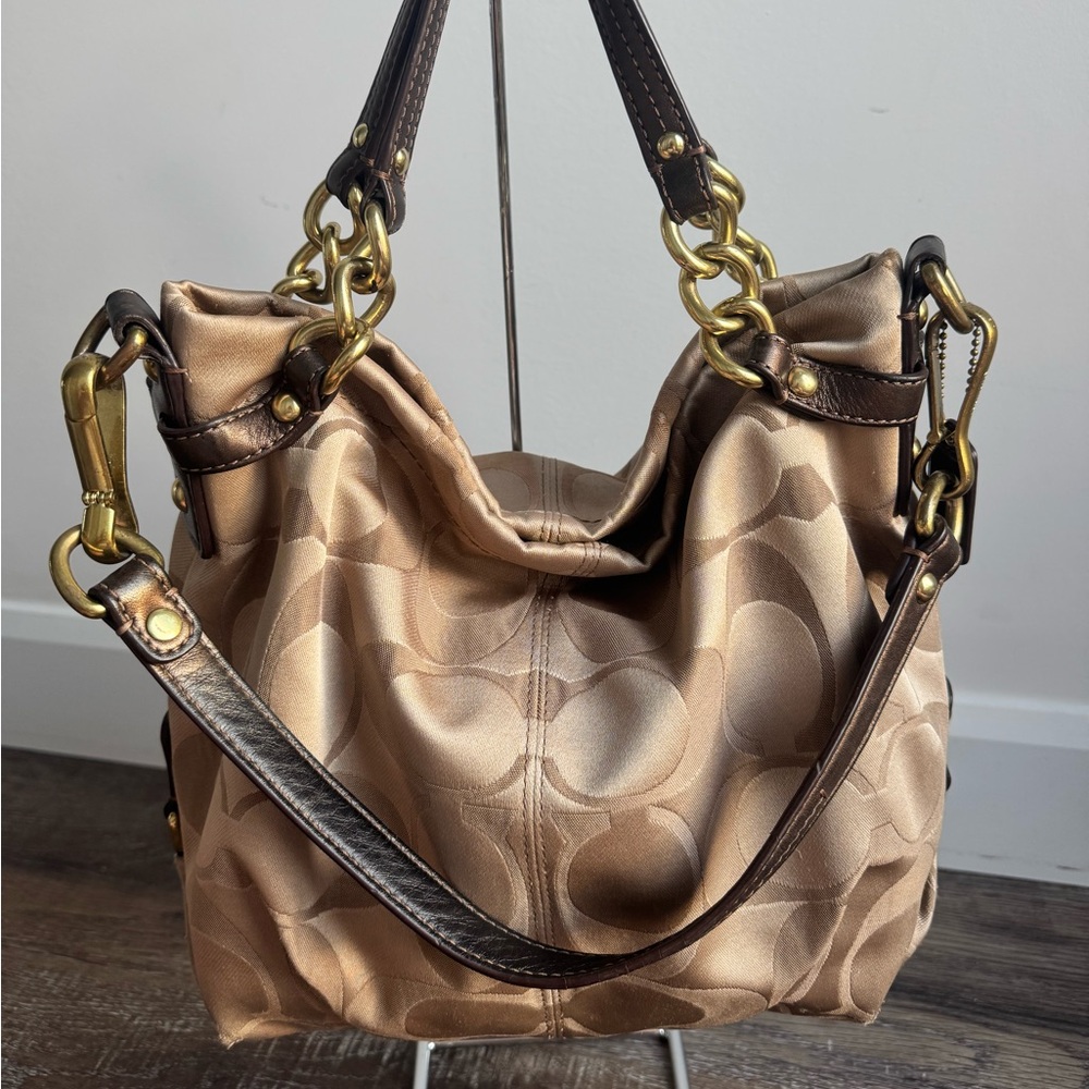 Coach Tan Hobo Bag with Gold Accents - Picture 2 of 9